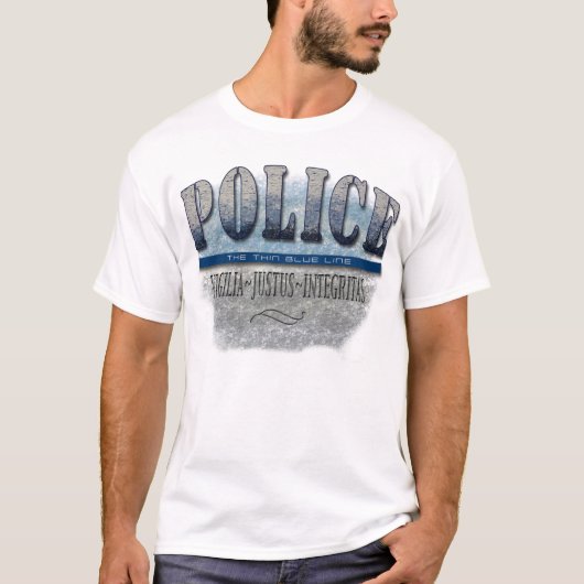 POLICE~Thinのブルーライン Tシャツ (正面)