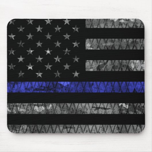 Police Thin Blue Line Flag マウスパッド (正面)