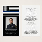 Police Thin Blue Line Flag Photo Prayer Card (正面&裏面)