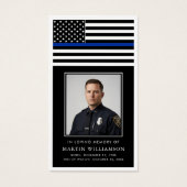 Police Thin Blue Line Flag Photo Prayer Card (正面)