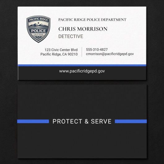 Police Thin Blue Line Logo Business Card 名刺