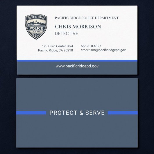 Police Thin Blue Line Logo Business Card 名刺
