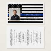 Police Thin Blue Line Photo Sympathy Prayer Card (正面&裏面)
