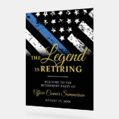 Police Thin Blue Line Retirement Party Welcome アクリルサイン (傾斜)