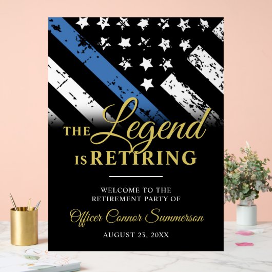Police Thin Blue Line Retirement Party Welcome アクリルサイン (ウェディング)
