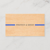Police Thin Blue Line Rustic Wood Business Card 名刺 (裏面)