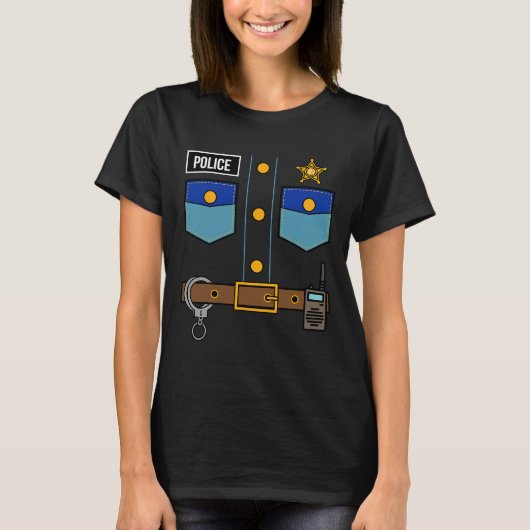 Police Uniform Costume Cool Easy Halloween Gift  Tシャツ (正面)