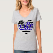 Police Wife Thin Blue Lineハート女性のTシャツ Tシャツ (正面)