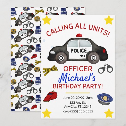 Policy Birthday Invitation 招待状 (正面/裏面)