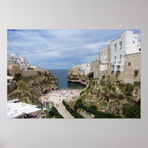 Polignano Pugliaポスターのロバ都市ビーチ ポスター