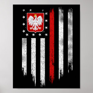 Polish American Flag Combo Poland Usa Polska ポスター