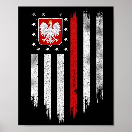 Polish American Flag Combo Poland Usa Polska ポスター (正面)