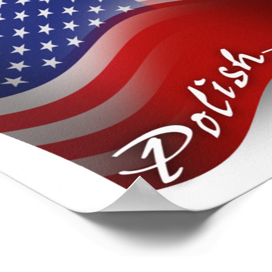 Polish-American Waving Flag ポスター (角)