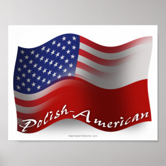 Polish-American Waving Flag ポスター
