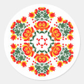 Polish design flowers ラウンドシール (正面)