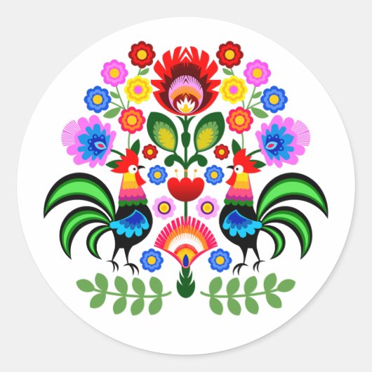 Polish design flowers ラウンドシール (正面)