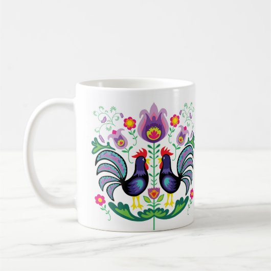 Polish Folk Art Wycinanki Mug コーヒーマグカップ (左)