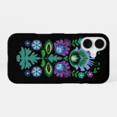 Polish Folk Flowers Light Blue iPhone 16ケース (裏面横)