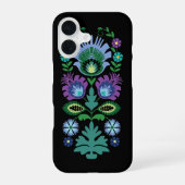 Polish Folk Flowers Light Blue iPhone 16ケース (裏面)