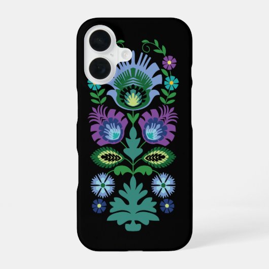 Polish Folk Flowers Light Blue iPhone 16ケース (裏面)
