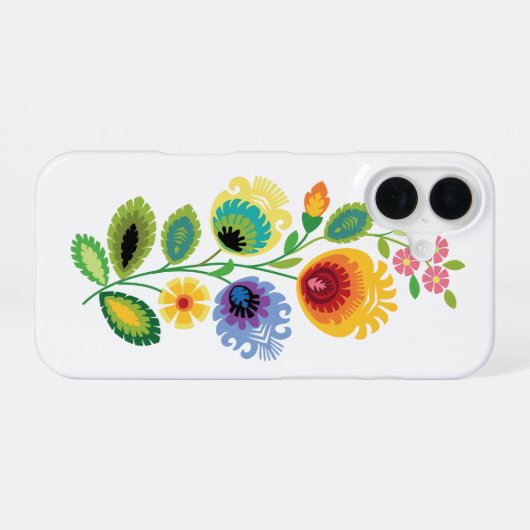 Polish Folk Flowers Yellow iPhone 16ケース (裏面横)