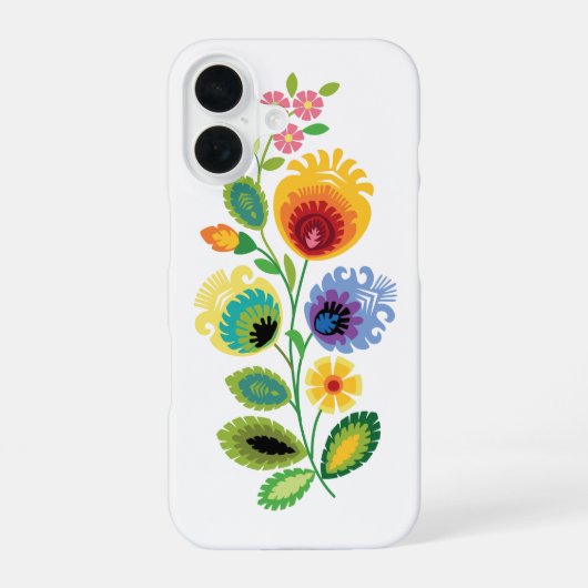Polish Folk Flowers Yellow iPhone 16ケース (裏面)