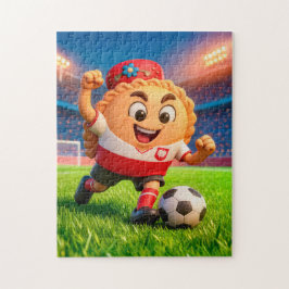 Polish pierogi soccer player on bright stadium fie ジグソーパズル