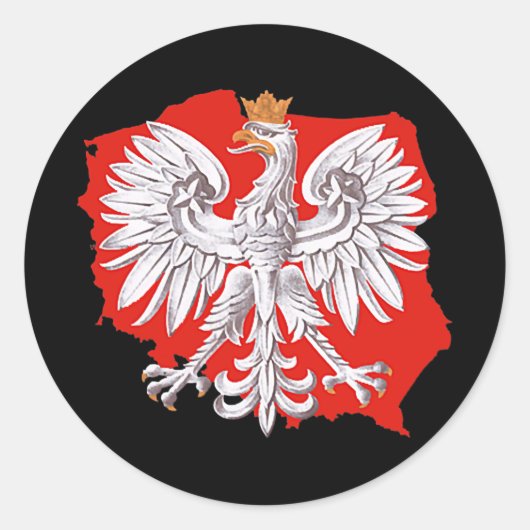 Polish White Eagle Poland Map Polska Family ラウンドシール (正面)