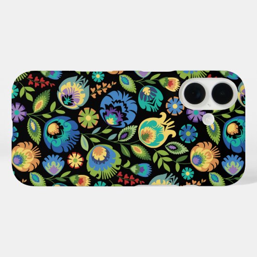 Polish Wycinanki Floral on Black Case-Mate iPhoneケース (裏面 (横))
