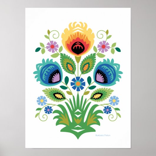Polish Wycinanki Spring Floral ポスター (正面)