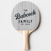 Polished Gray Wooden Boards Retro Family Name 卓球ラケット (裏面)