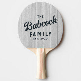 Polished Gray Wooden Boards Retro Family Name 卓球ラケット