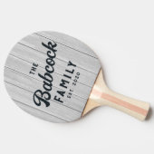 Polished Gray Wooden Boards Retro Family Name 卓球ラケット (横)