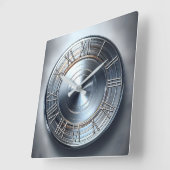 polished nickel round plate スクエア壁時計 (傾斜)