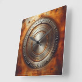 polished steel on rusted base スクエア壁時計 (傾斜)