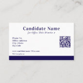 Political Blue Election Campaign Candidate Custom  名刺 (裏面)