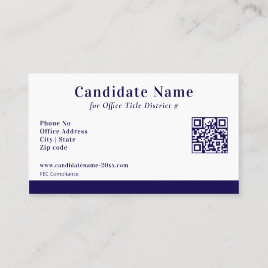 Political Blue Election Campaign Candidate Custom  名刺 (裏面)