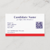 Political Election Campaign Red Candidate Custom  名刺 (裏面)