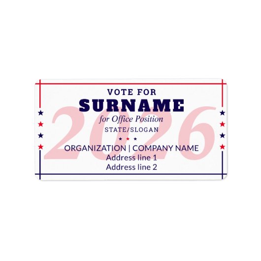 Political Election Custom Campaign Candidate Name ラベル (正面)