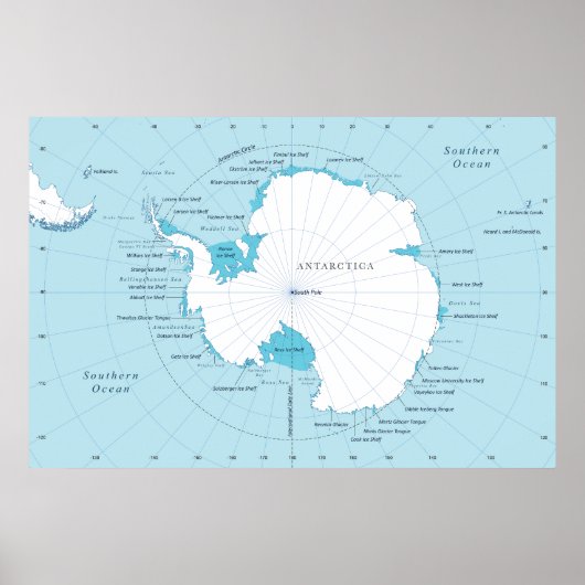 Political map of the continent of Antarctica. ポスター (正面)