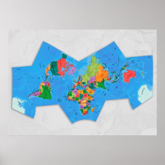 Political world map Cahill-Concialdi projection ポスター (正面)