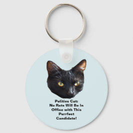 Politics Cat No Rats In Office Rd Buttonキーチェーン キーホルダー