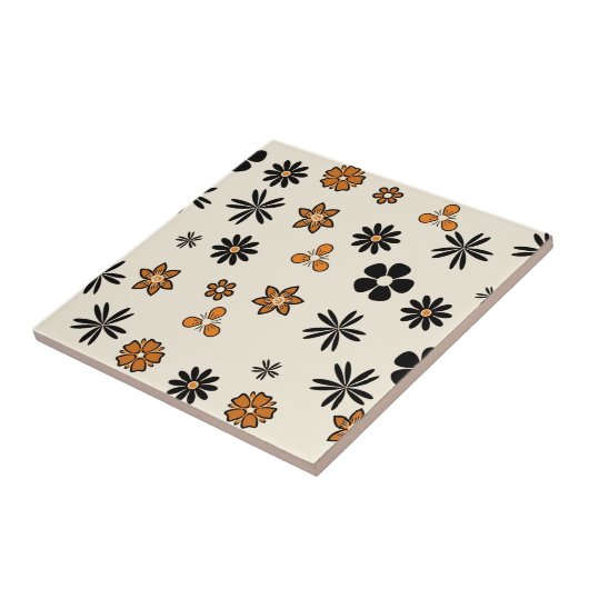 POLKA and DOTS, FLORES PUNTEADAS NARANJA Y NEGRO タイル (側面)