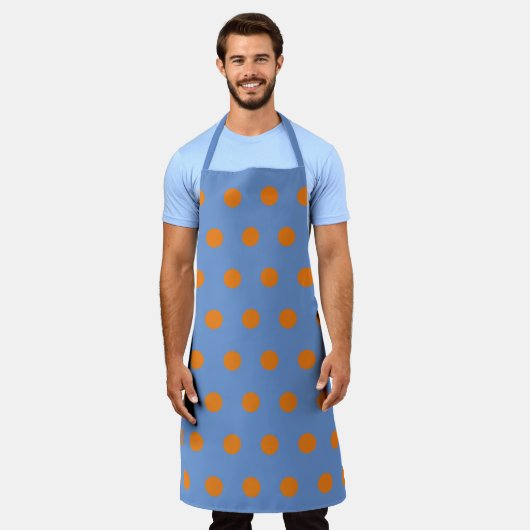 Polka Dot Apron (Blue & Orange) エプロン (着用した状態)