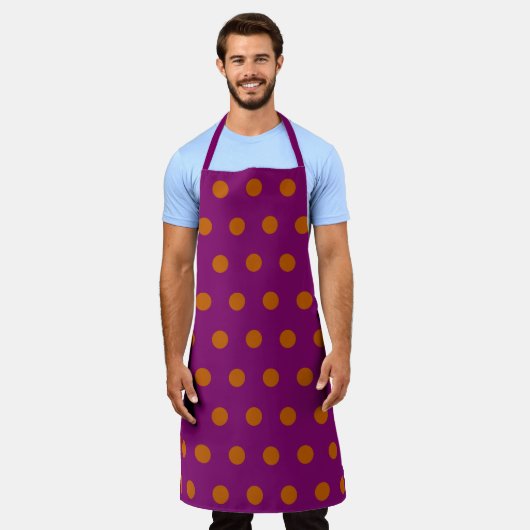 Polka Dot Apron (Magenta & Orange) エプロン (着用した状態)