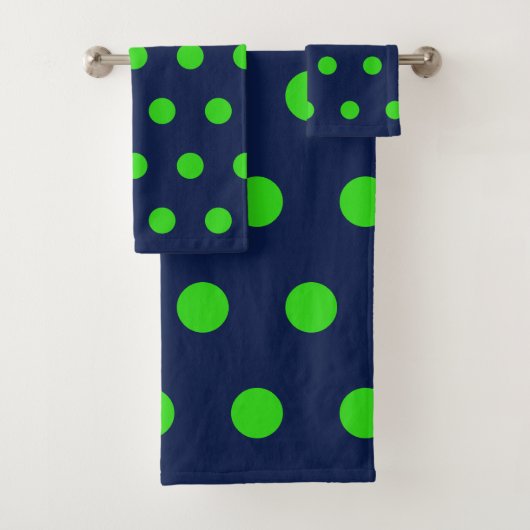 Polka Dot Bath Towels (Navy Blue & Lime Green) バスタオルセット (インサイチュ)