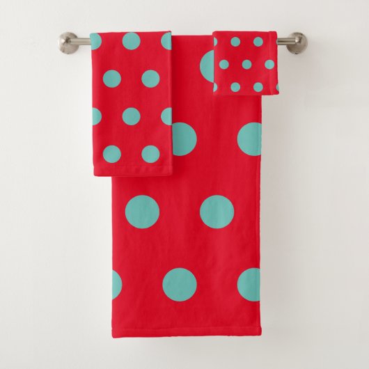 Polka Dot Bath Towels (Red & Aqua) バスタオルセット (インサイチュ)