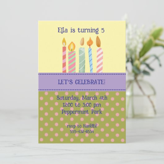 Polka Dot Birthday Invitation 招待状 (スタンド正面)