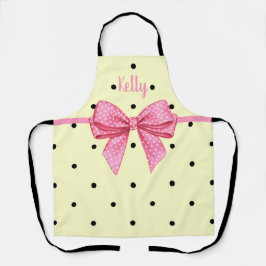 Polka Dot Black Yellow Pink Bow Personalized エプロン