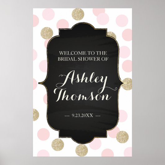 Polka Dot Bridal Shower Sign ポスター (正面)